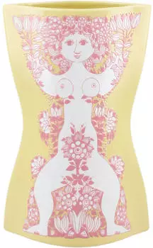 Bjørn Wiinblad Nina Vase Gelb-Rosa, 22 cm