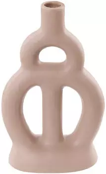 Beliani Blumenvase Kozani Keramik 28 cm Sandbeige