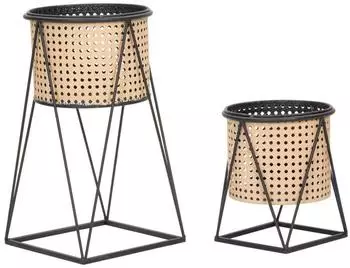 Mauro Ferretti Osaka Blumentopf-Set mit Ständer, Metall, Wiener Geflecht, 2er-Set (1426240000)