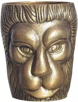Wohnling Vase L&ouml;wenkopf, Aluminium, gold, 21cm (WL7.192)