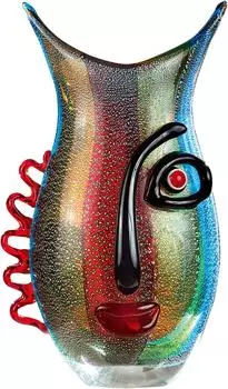 Gilde Vista Gesichtsvase, gestreift, mehrfarbig, Glas, H 33,5cm (39586)