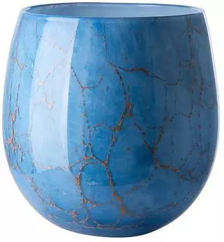 Fink Cosmic Vase/Windlicht Opalglas, blau/gold, 22cm