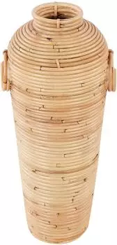 Beliani Renun Dekovase geflochtenes Rattan, beige und weiß