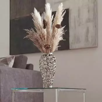 Finebuy Bodenvase Aluminium, rund, silber, 45cm (FB77218)