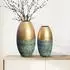 Finebuy Tischvase 2er Set Aluminium gold Patina punziert rund (FB108781)