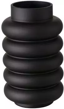 Boltze Ribbo Vase, Glas, schwarz matt, 25cm