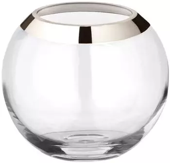 Edzard Mirinde Kugelvase, mundgeblasenes Kristallglas mit Platinrand, H 18cm (3773)