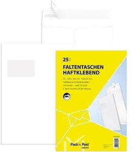Mailmedia Faltentaschen C4 weiß mit Fenster 25 Stück
