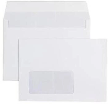 Blanke Briefhüllen GmbH Briefumschläge 125x176mm (DIN B6) 80g/qm haftklebend Fenster 100 Stück weiß (2507006)
