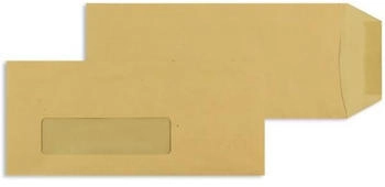 Blanke Briefhüllen GmbH Versandtaschen 102x229mm 80g/qm gummiert Sonderfenster 1000 Stück braun (2507070)