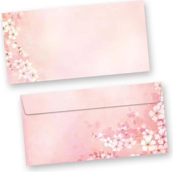 Tatmotive Briefumschläge Frühling Kirschblüten (50 Stück) beidseitig bunt bedruckte DIN lang Umschläge