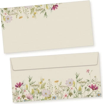 Tatmotive Briefumschläge Wildblumen (50 Stück) DIN lang selbstklebend ohne Fenster