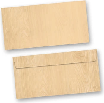 Tatmotive Briefumschläge Holz Madeira Braun (100 Stück) DIN lang ohne Fenster Haftklebend Holzmaserung Holzmuster Holzoptik