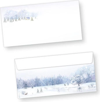 Tatmotive Weihnachtsumschläge Weiße Weihnacht (250 Stück) Din lang ohne Fenster selbstklebend haftklebend
