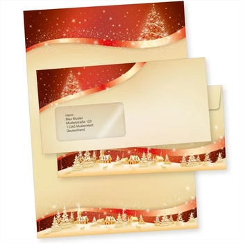 Tatmotive Briefpapier Set Rot Gold (25 Sets mit Fenster)