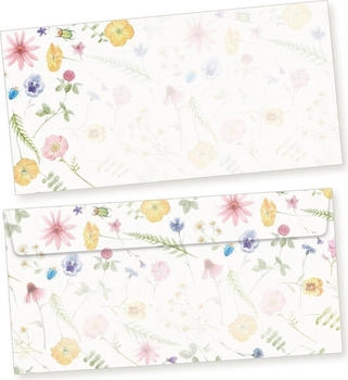 Tatmotive Briefumschläge Flora-Bianca (50 Stück) DIN lang Blumen floral selbstklebend ohne Fenster