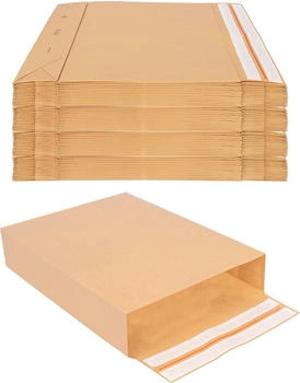 Verpacking 100 Faltentaschen 570x450x100mm mit Klotzboden, doppelte Haftklebung und Aufreißfaden (FT-KL570-450-100-VE100)