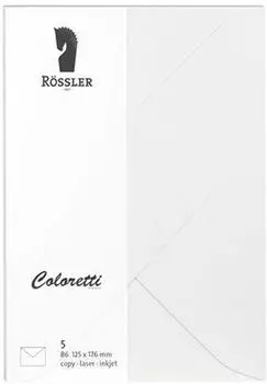 Rössler Papier Coloretti Briefumschläge B6 weiß 5 Stück (220720509)