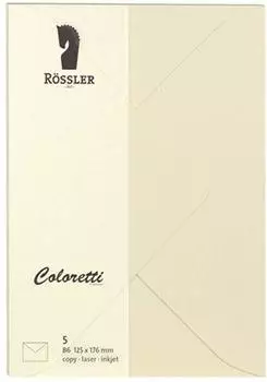 Rössler Papier Coloretti Briefumschläge DIN B6 creme 5 Stück (220720512)