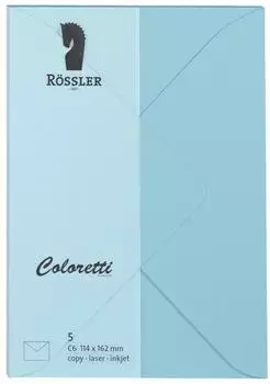 Rössler Papier Coloretti Briefumschläge C6 himmelblau 5 Stück (220705517)