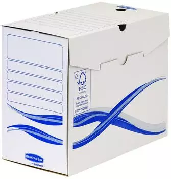 Bankers Box by Fellowes Basic Archivschachtel A4+ 150mm, wei&szlig;/blau, 25er-Pack (4460302)