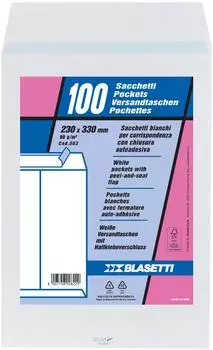 Blasetti Mailpack Briefumschläge Weiß 23x33cm 80g, 100 Stück (0563)