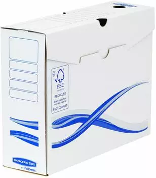 Bankers Box by Fellowes Basic Archivschachtel A4+ 80mm, Wei&szlig;/Blau, 10er-Pack (4460103)