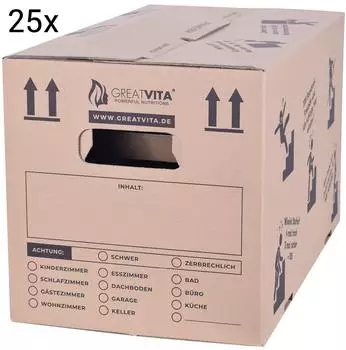 GreatVita Umzugskarton XXL 25er-Set, 2-wellig, bis 40kg, 600x330x350mm (12202)