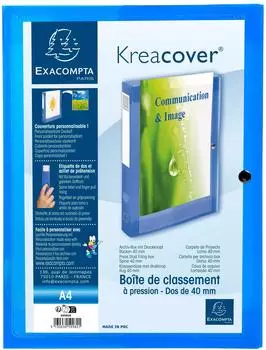 Exacompta KreaCover Sammelbox A4, transluzentes Polypropylen, blau, 40mm, 5er-Pack (59982E)