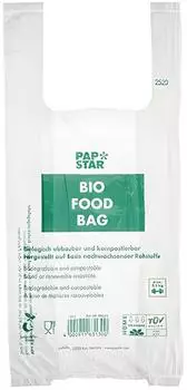 Papstar Hemdchen-Tragetaschen Bio-Folie transparent 47x22x13cm, 150 Stück (88295)
