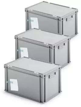 BRB Ordner-Archivboxen für 7 Ordner A4 (breiter Rücken), staubsicher, grau, 3er-Pack