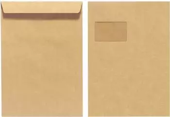 Herlitz Versandtasche C4 mit Fenster, nassklebend, braun, 90g (10er-Pack)