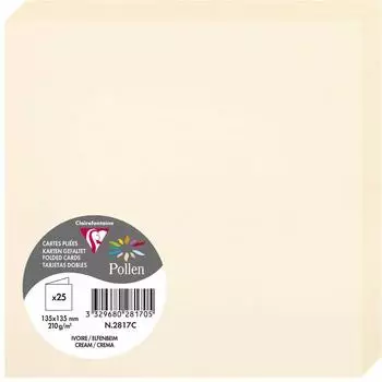 Clairefontaine Pollen Doppelkarte quadratisch 135x135mm 210g elfenbein (2817C)