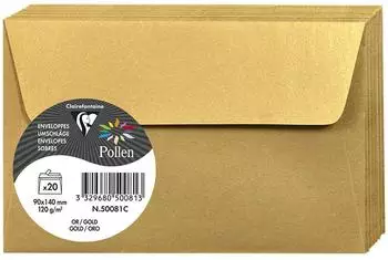 Clairefontaine Pollen Briefumschlag 90x140mm 120g gold, 20 Stück (50081C)