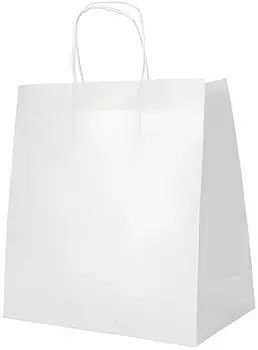 Papstar Tragetaschen Papier 27x32x17cm weiß gedrehter Tragegriff (88848)