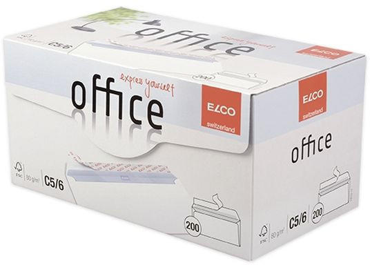 Elco Office Din Lang+ ohne Fenster haftklebend hochweiß (200 Stück)