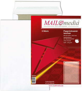 Mailmedia Versandtasche weiß mit Papprücken C4ohne Fenster (30002505)