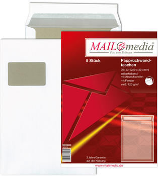 Mailmedia Versandtasche weiß mit Papprücken mit Fenster (30002506)