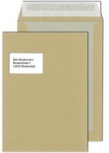 Mailmedia Papprückwandtaschen DIN C4 mit Fenster braun 100 Stück (30005271)