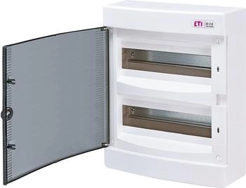 ETI Aufputz IP40 Verteiler Kleinverteiler Stromverteiler Verteilerkasten Aufputzverteiler (2-reihig 24 Module Transparente Tür) (ECT24PT)