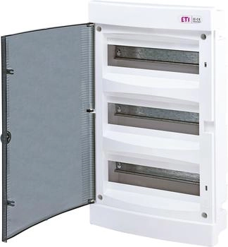 ETI Unterputz IP40 Verteiler Gehäuse transparente Tür für die Trockenraum Installation im Haus (3-reihig bis 36 Module)