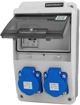Doktorvolt Baustromverteiler XS 2x230V 16A IP44 mit Stromz&auml;hler (DV-6814-D)
