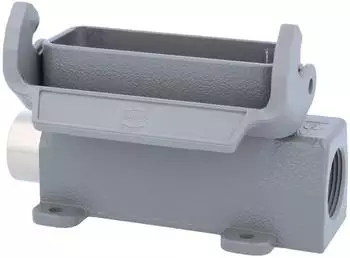 Harting Han 16A Sockelgeh&auml;use hoch, 2&times;PG16, seitlicher Kabelabgang, grau (09200160291)