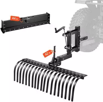 VEVOR Heurechen 1070mm, 19 Zinken, 3-Punkt-Aufstecksystem, Kategorie 1
