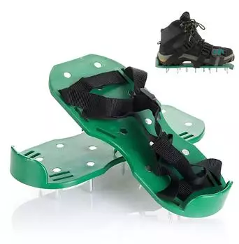Relaxdays Rasenl&uuml;fter Schuhe 13 N&auml;gel, 32,5x15cm, schwarz/gr&uuml;n (10051681)