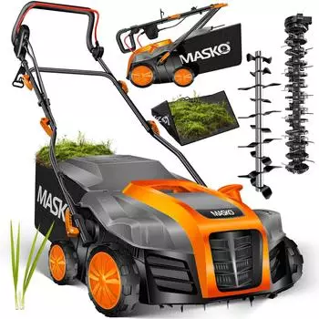 Masko Elektro-Vertikutierer 2in1 Rasenlüfter 1800W, 40cm Arbeitsbreite, 55L Fangkorb