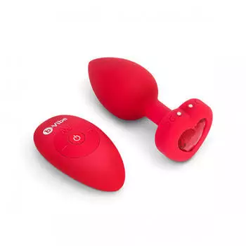 b-Vibe Vibrating Heart Anal Plug red