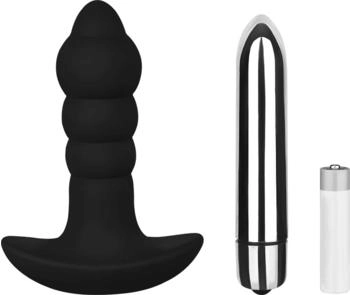 E.I.S. Gewellter Silikon-Analplug 9,7 cm schwarz | silber E.I.S. Gewellter Silikon-Analplug 9,7 cm schwarz | silber