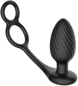 Nexus TORNADO Rotating Plug with Cock & Ball Rings - Black