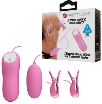 Pretty Love Elektroschlag Nippelklemmen und Vibro Ei rosa